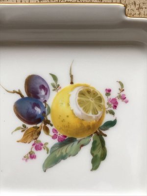 Meissen 德國 麥森 小方形碟 愛買家族 水果系列 11x10 黃檸檬 黑葡萄 共有三件 單價為一件（11-3放12）
