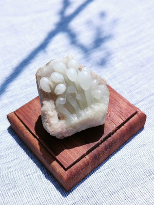 民間回收壽山石《豆芽》擺件，正宗壽山石，由一塊極品的黨洋凍石7110