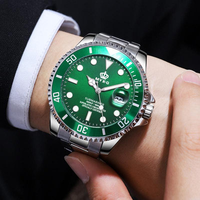 現貨男士手錶腕錶跨境鋼帶日歷男士商務腕錶時尚防水全自動機械錶抖音爆款男士手錶
