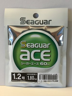 [魚彩釣具]碳纖線 --日本製 Seaguar ace #1.2號 60m-- 子線 碳素線 卡夢線