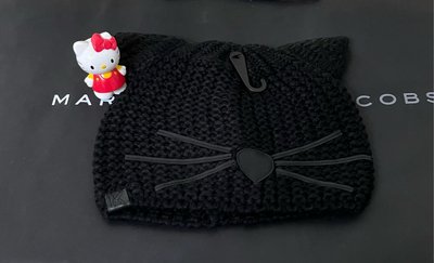 現貨～全新KARL LAGERFELD  黑色貓咪造型粗針織毛帽