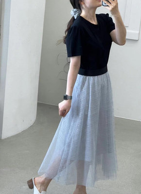 正韓  韓國代購  洋裝 連身裙  配格紋紗  韓國連線  新款上市  美好時光 -0402