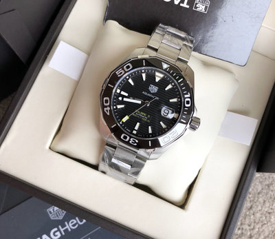 TAG HEUER Aquaracer Calibre 5 陶瓷圈黑色錶盤 銀色不鏽鋼錶帶 男士 自動機械錶 WAY211A.BA0928 豪雅 競潜 300M