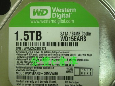【登豐e倉庫】 YF317 WD15EARS-00MVWB0 1.5TB SATA2 硬碟