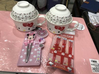 Hello Kitty碗組+學習筷+米妮筷子1900，/開學/筷子/湯匙/餐具組，X射線【C000001】