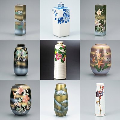 日本原裝進口 九谷燒手繪花瓶 日式陶瓷家具花器擺件 花器花瓶正品