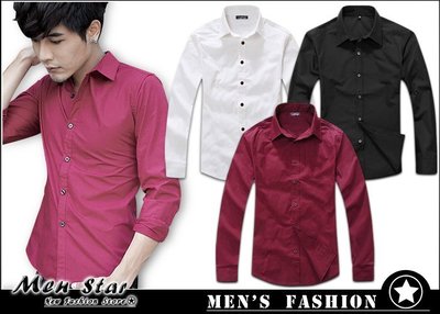 【Men Star】免運費 韓版時尚長袖襯衫 黑色襯衫 白色襯衫 媲美 superdry 極度乾燥 esprit a&amp;f