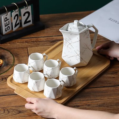 家用冷水壺水杯套裝創意小眾北歐風格耐高溫下午茶茶杯茶壺