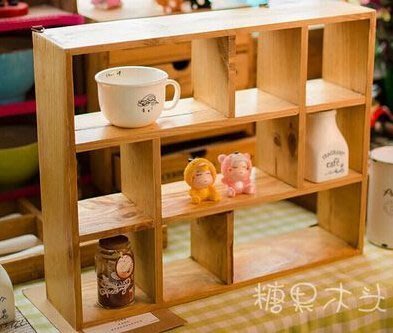 [便利小舖] 正品實木製造收納架公仔玩偶展示格架子壁掛架茶杯架木盒置物架木頭格子架 1297b