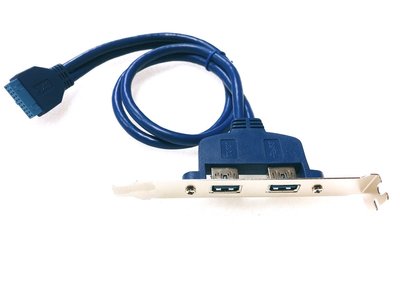 帶擋板 20pin轉雙USB母線 USB3.0轉接線 機殼轉接線 主機板轉接線 USB19針轉接線 U3-066