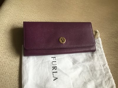 義大利Furla 深紫色長皮夾出清價