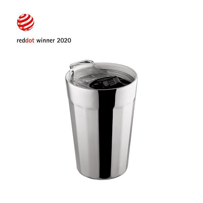 丹麥設計【 PO:Selected】陶瓷內膽 不鏽鋼棱角保溫杯 300ml (銀) 咖啡杯 隨行杯 雙層保溫杯