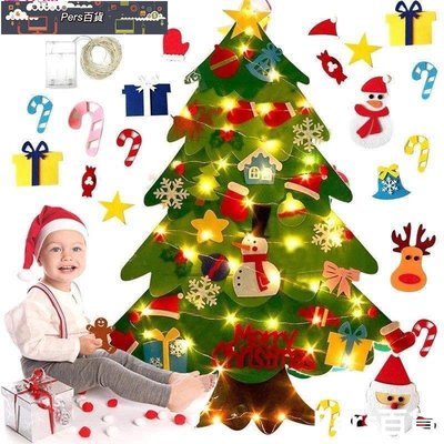 Diy 毛氈聖誕樹與可重複使用的裝飾品無紡布懸掛式聖誕節節日裝飾工藝套裝, 用於壁門NXS214827-Persist百貨