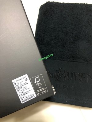YSL ��長毛巾 浴巾 黑色 約45*100cm 產地葡萄牙 盒裝 100%綿