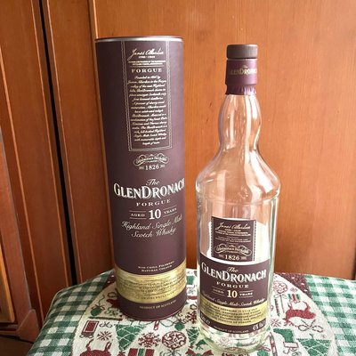 GLENDRONACH 格蘭多納10年福格谷威士忌空酒瓶(1000ml)/多用途玻璃空瓶/水瓶/酒瓶/裝飾/容器/花器/花瓶/收藏/玻璃瓶