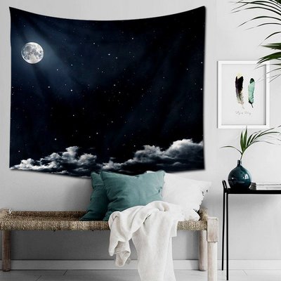 星空掛毯-牆壁裝飾毯 掛布 月亮掛畫 夜空掛毯 臥室 客廳牆壁背景布(150*200cm)~NE北歐風