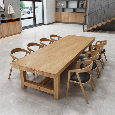 【小琳家居】loft長方條形實木公司會議桌原木辦公桌大板茶桌椅組合餐桌大書桌