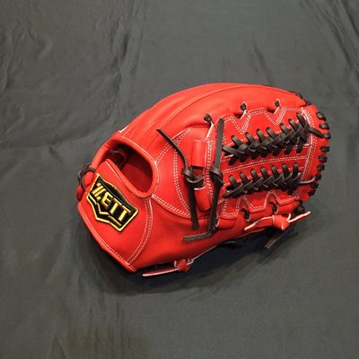棒球世界全新ZETT硬式金標牛皮手套BPGT-215紅色內野網狀特價 尺寸 12吋送手套袋