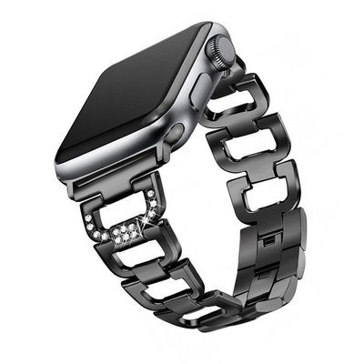 蘋果手表Apple watch4表帶 鑲鉆D字扣不銹鋼表帶iWatch5代 40MM44mm時尚金屬鑲鉆不銹鋼表帶