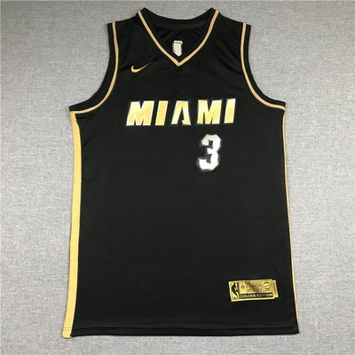 德韋恩·韋德 （Dwyane Wade）NBA邁阿密熱火隊 黑金版 球衣3號