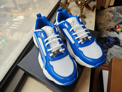 PLEIN SPORT全新真品藍色真皮裝飾帆布球鞋(42號/43號/44號)--1.9折出清(不議價商品)