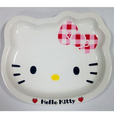 HELLO KITTY造型陶瓷盤-10吋(格紋款)