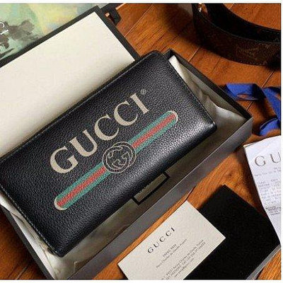 GUCCI 496317 小牛皮GG Logo全拉鍊式長夾