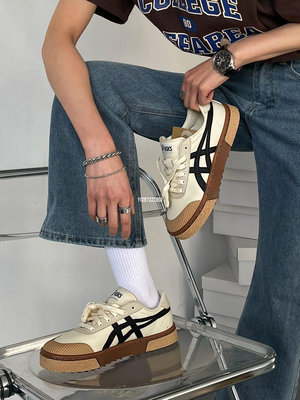 Asics Court Trail 學院系列中性帆布厚底增高低幫男女滑板鞋 1203A146-021公司級