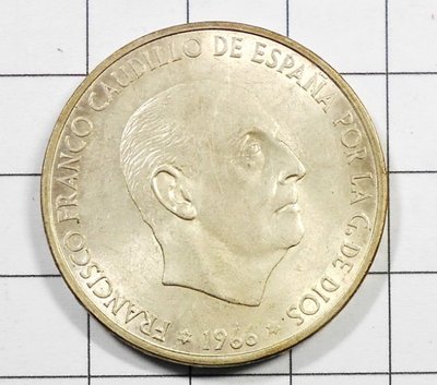 AC123 西班牙1966年 弗朗西斯科·佛朗哥100 Ptas銀幣