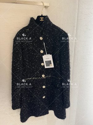 【BLACK A】Chanel 22A Métiers d'Art 手工坊系列 黑色編織毛呢長版外套 Jennie同款 價格私訊