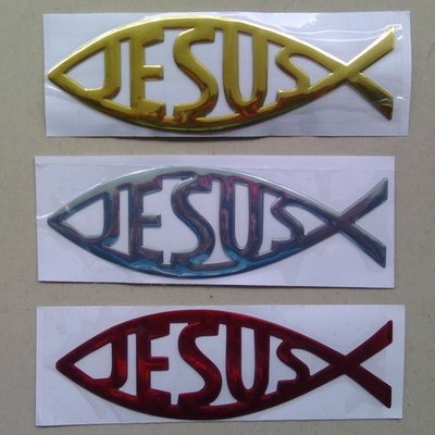 ☆十架之愛☆【全新】魚形耶穌JESUS 軟塑膠車貼 萬用貼 隨意貼 基督福音商品