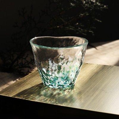 “正品” 日本進口津輕手工玻璃杯錘目紋玻璃清酒杯果汁杯水杯花茶杯