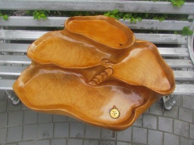 原木雕刻大茶盤/茶盤/茶台/茶几~漂亮水波紋厚根骨多層次高約20公分
