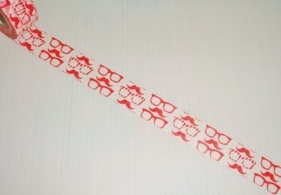 紙膠帶 元林 翹鬍子眼鏡(紅) 分裝100cm