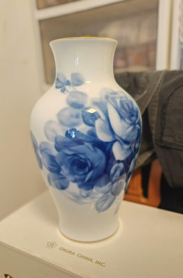 日本大倉陶園OKURA大號岡染玫瑰花瓶