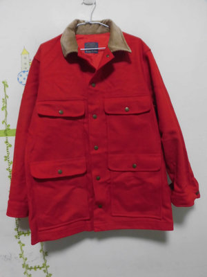 衣市藍~PENDLETON 羊毛內防風布外套 (XL~古著~美國製~紅~) (231119) (衣24)