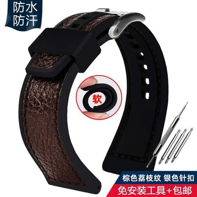 適用SEIKO精工5號SRPE79K1 SRPE80K1新款復古水鬼真皮硅膠手錶帶