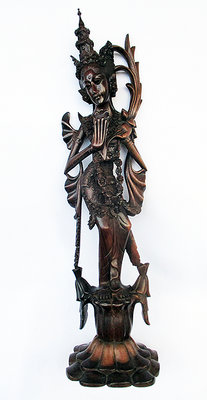 峇里島木雕印尼民藝雕刻東南亞藝術品美女神擺飾品家飾品原木器【心生活美學】