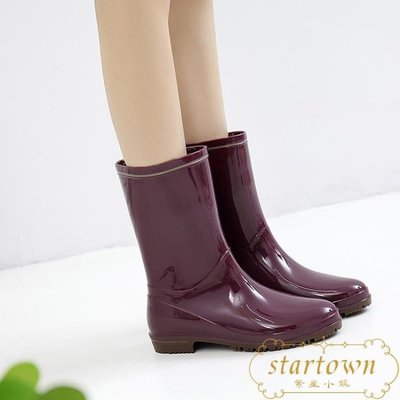 日式雨鞋女中筒雨靴時尚防水成人膠鞋滑水鞋套