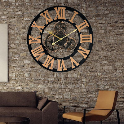 時鐘 復古工業風loft創意客廳美發店鐘錶裝飾齒輪掛鐘酒吧美式墻壁時鐘