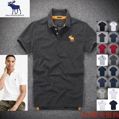 【歐美服飾】AF 短袖POLO衫 純棉微彈 A&F T恤 Polo衫 麋鹿 翻領短T Abercrombie&Fitch