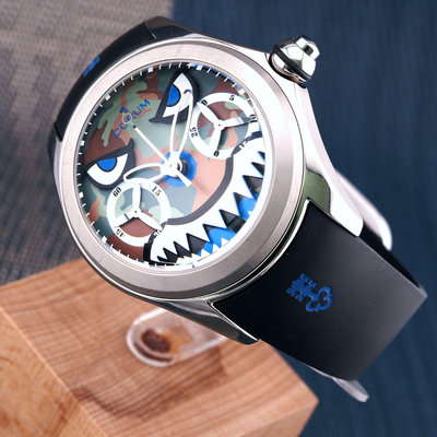 Corum 崑崙錶 Bubble Chronograph 迷彩鯊魚限量款 泡泡錶 47mm 計時 自動上鍊機械錶