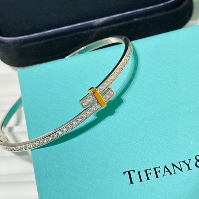 Tiffany 款 蒂芙尼C新款 排鉆 雙色手鐲 簡約大氣百搭 不褪色不過敏 通體S純銀材質電鍍金 時尚不過 NO106873