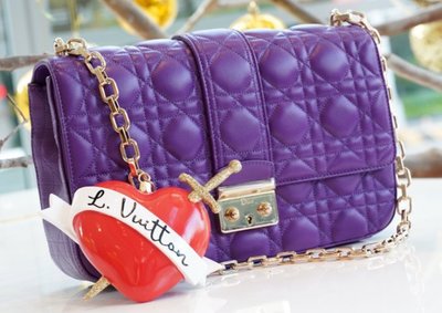 CHRISTIAN DIOR Miss Dior M0210 OGAI Cannage Bag 中型羊皮迪奧小姐金鍊紫