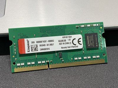 中古良品- Kingston NB DDR3 1600 4G 金士頓 KVR16S11S8/4 筆記型記憶體