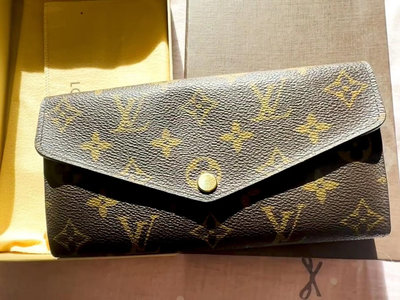 月憶精品 LOUIS VUITTON 路易威登 SARAH 老花金豆豆長夾 錢包 LV長夾 手拿包 M60531