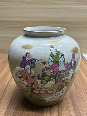 日本回流九谷燒七福神花瓶一只無配件