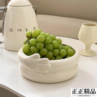 MIXIM創意北歐水果盤家用客廳簡約ins風茶幾高級感收納盒陶瓷果盤-正正精品