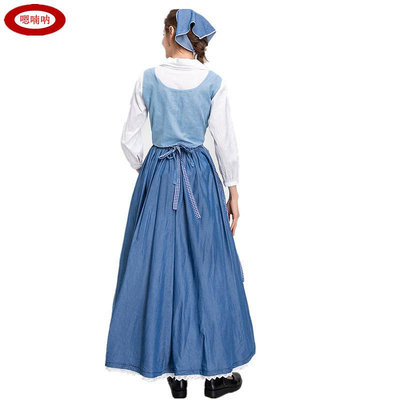 奇奇萬圣節成人灰姑娘cos服 歐洲傳統田園莊園農場服裝派對演出服