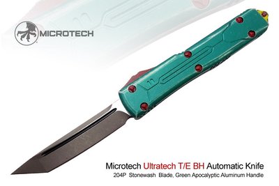 【angel 精品館 】Microtech Ultratech 賞金獵人自動刀綠鋁柄紅螺絲特別版(石洗刃/握柄舊化處理)